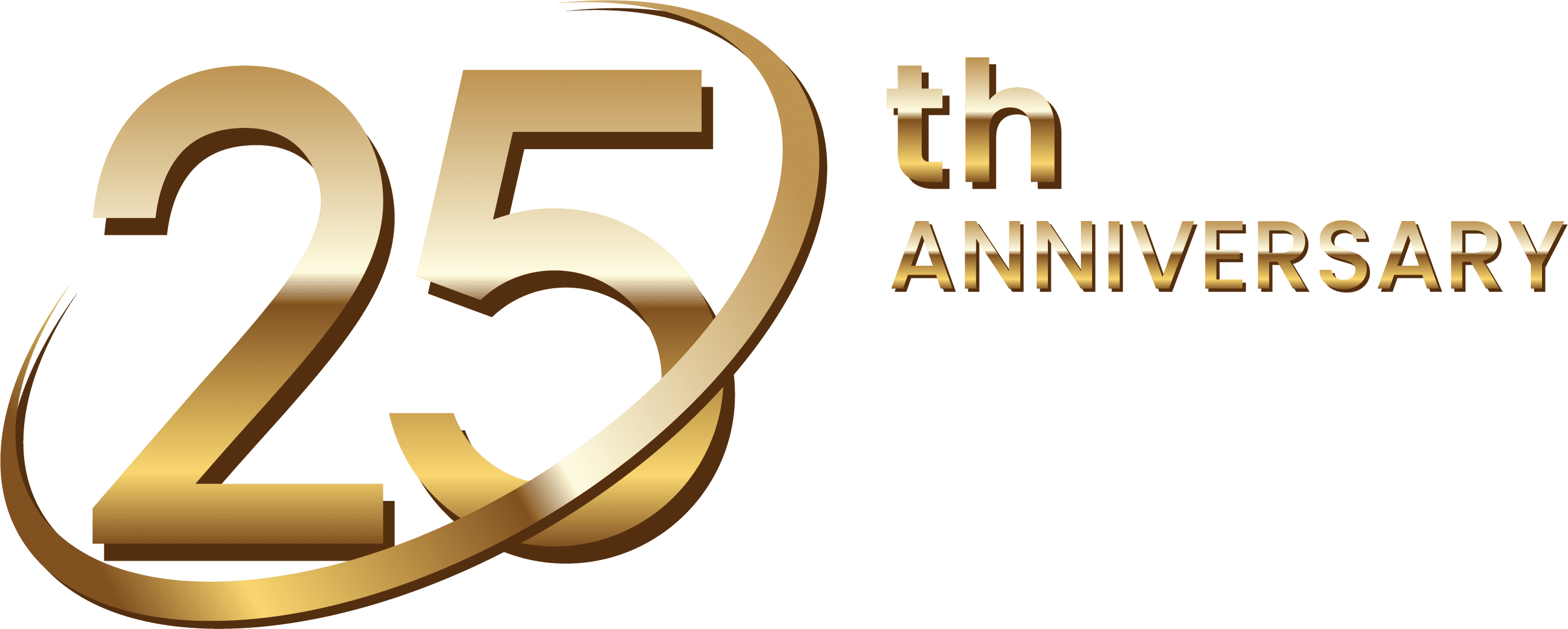 The 25th anniversary logo on a green background.